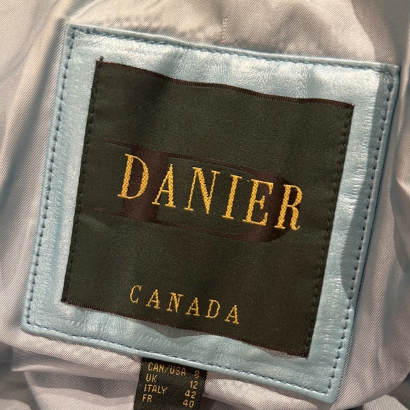 Danier Genuine Leather Jacket - Blue Teal - Coat - Motorcycle Turquoise Y2K - Picture 6 of 9